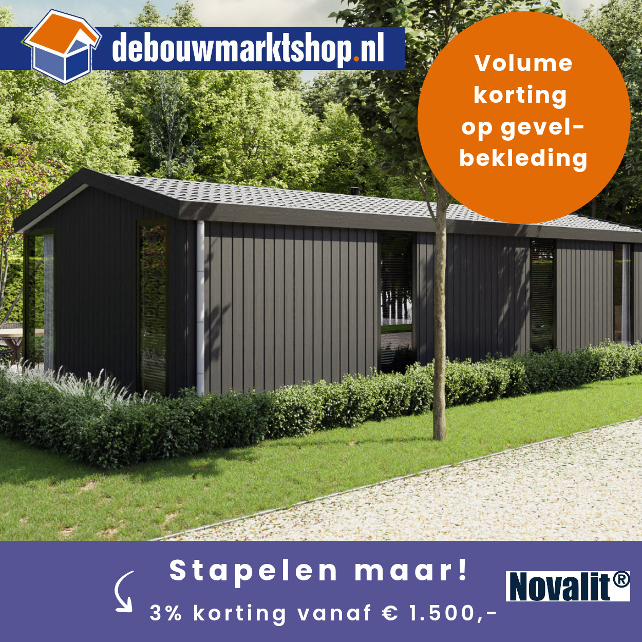 Novalit Dubbele Rondkant 200mm Gevelbekleding Toffee Twinlook 600cm